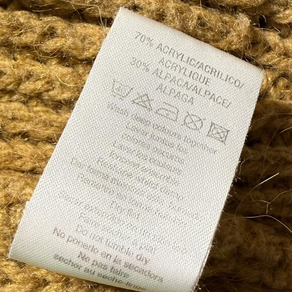 Topshop mustard alpaca blend short sleeve chunky cardigan with snap front Size 8 - Picture 9 of 9